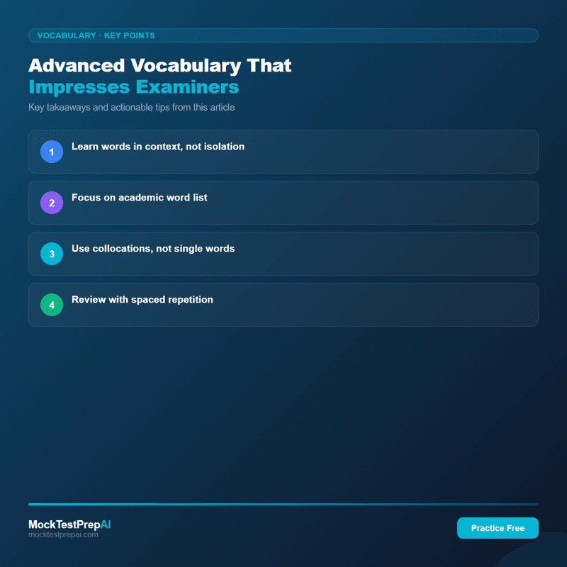 Advanced Vocabulary That Impresses Examiners infographic