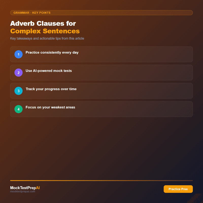 Adverb Clauses for Complex Sentences infographic