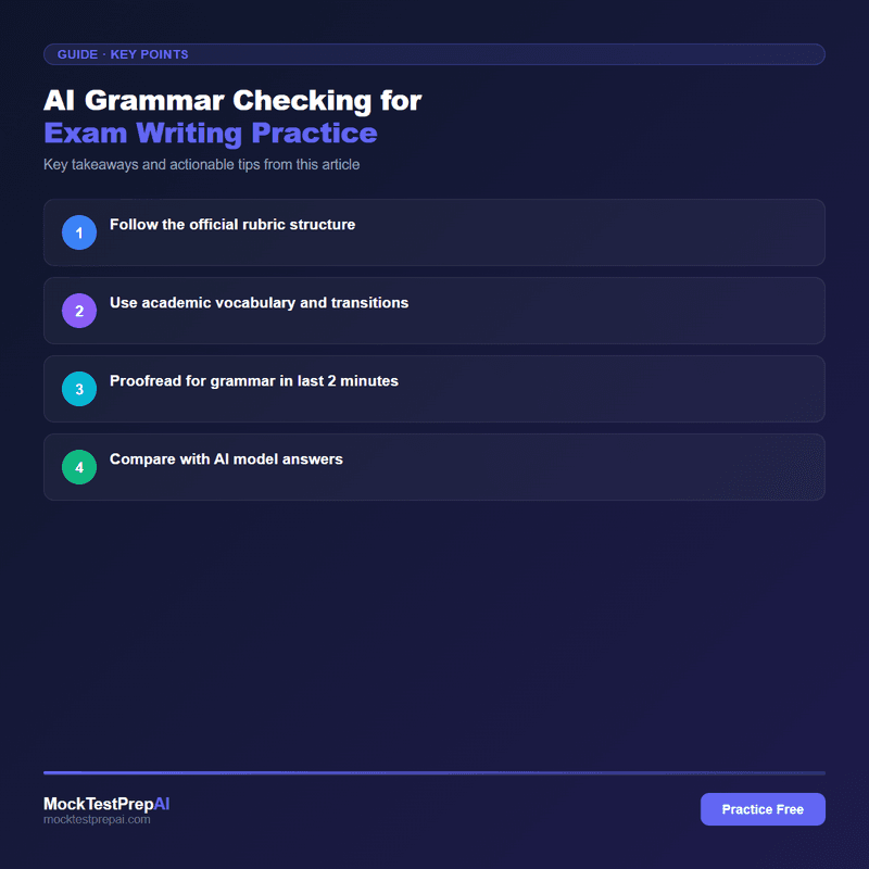 AI Grammar Checking for Exam Writing Practice infographic