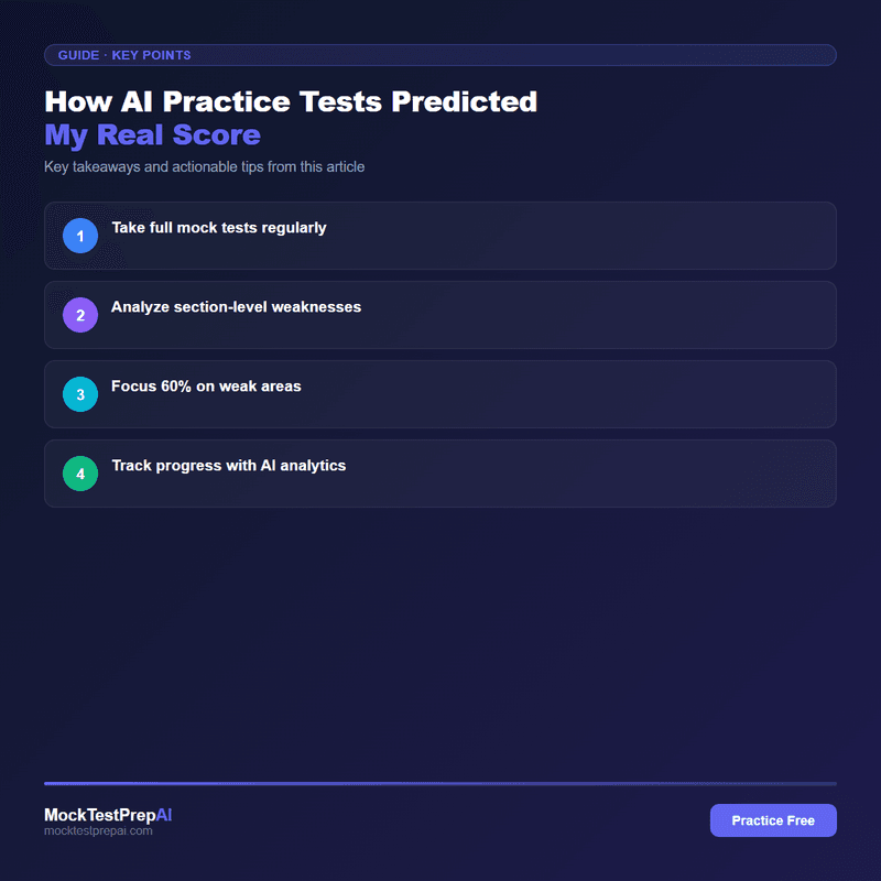 How AI Practice Tests Predicted My Real Score infographic