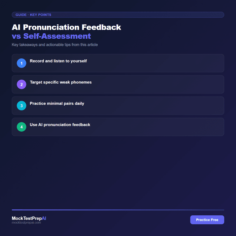 AI Pronunciation Feedback vs Self-Assessment infographic
