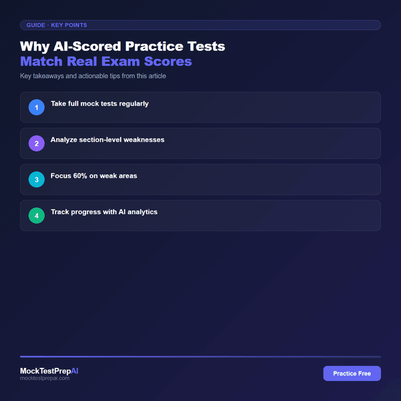 Why AI-Scored Practice Tests Match Real Exam Scores infographic