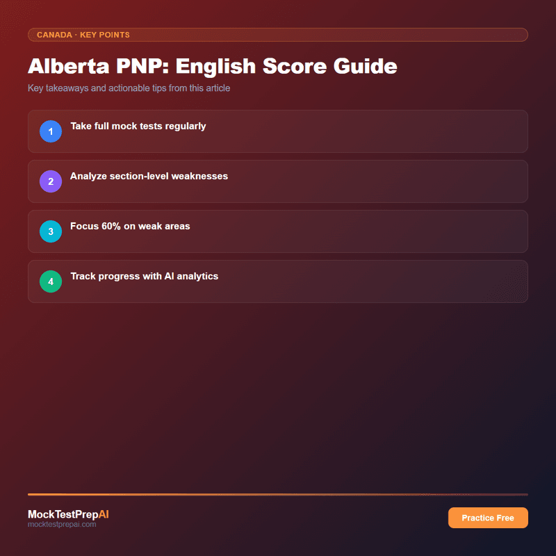 Alberta PNP: English Score Guide infographic