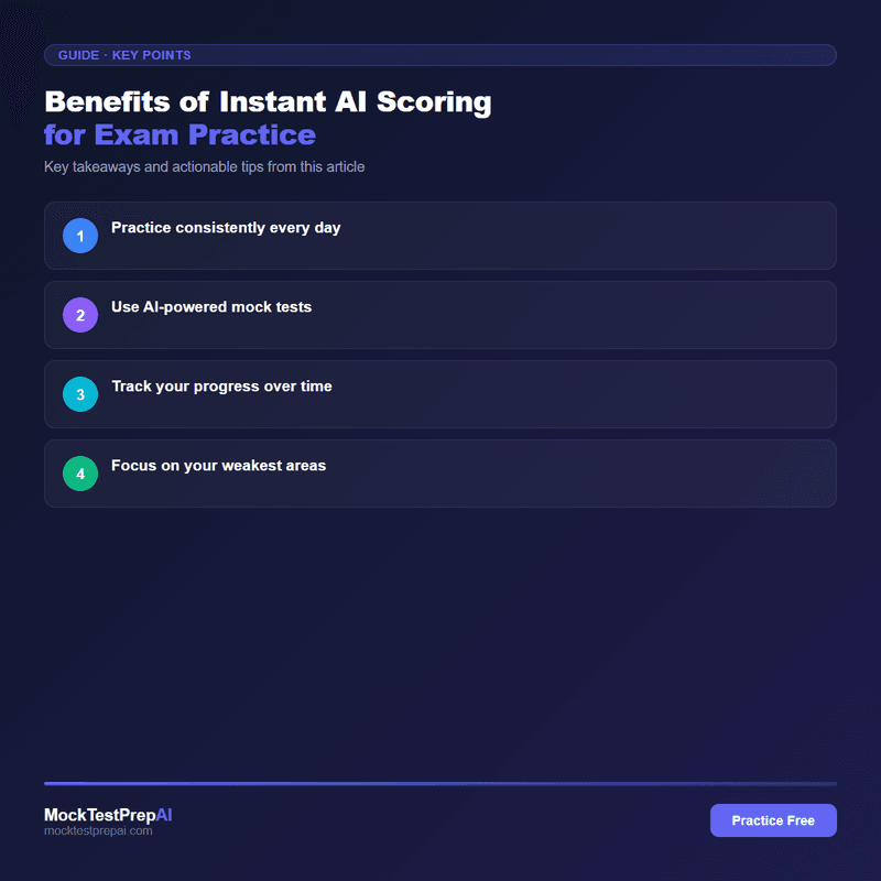 Benefits of Instant AI Scoring for Exam Practice infographic
