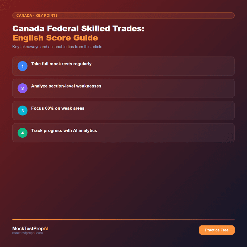 Canada Federal Skilled Trades: English Score Guide infographic