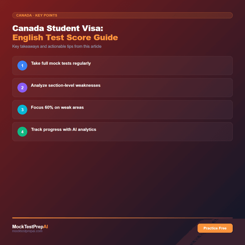 Canada Student Visa: English Test Score Guide infographic