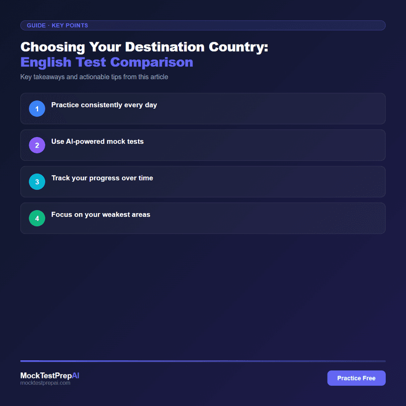 Choosing Your Destination Country: English Test Comparison infographic