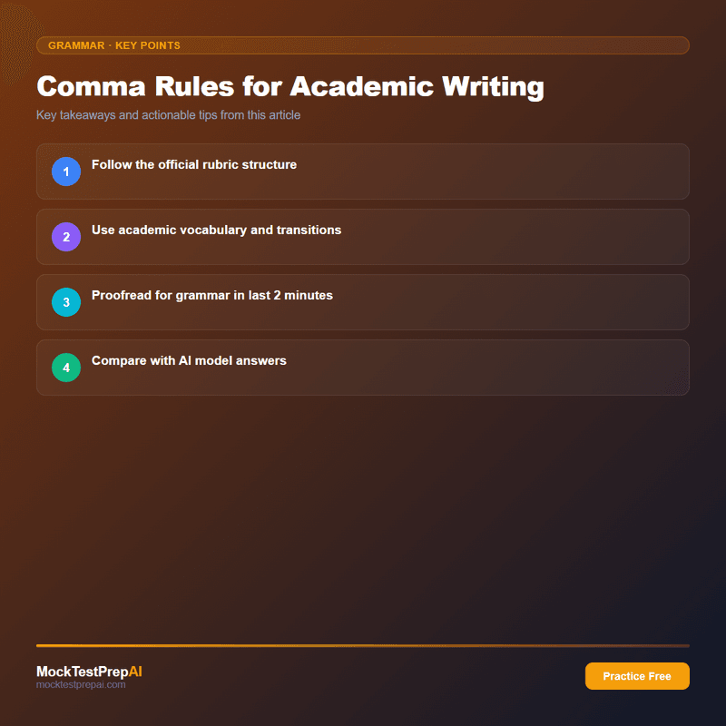 Comma Rules for Academic Writing infographic