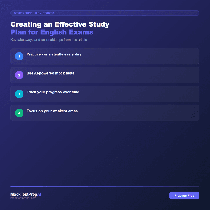 Creating an Effective Study Plan for English Exams infographic