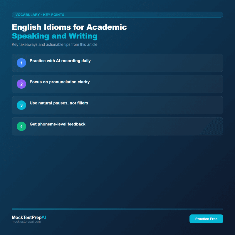 English Idioms for Academic Speaking and Writing infographic