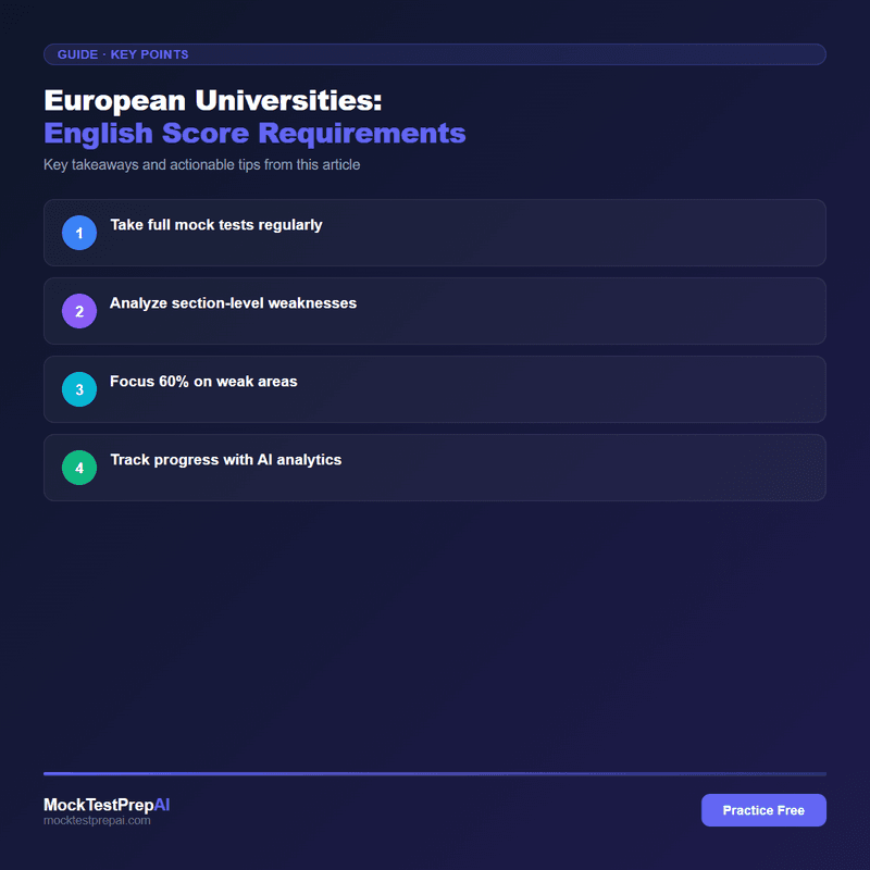 European Universities: English Score Requirements infographic