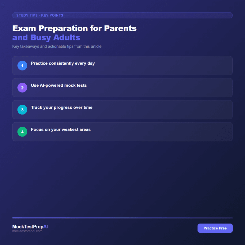 Exam Preparation for Parents and Busy Adults infographic