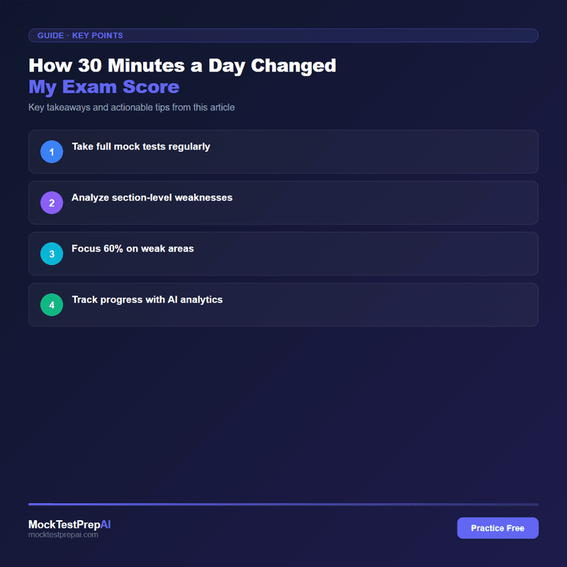 How 30 Minutes a Day Changed My Exam Score infographic
