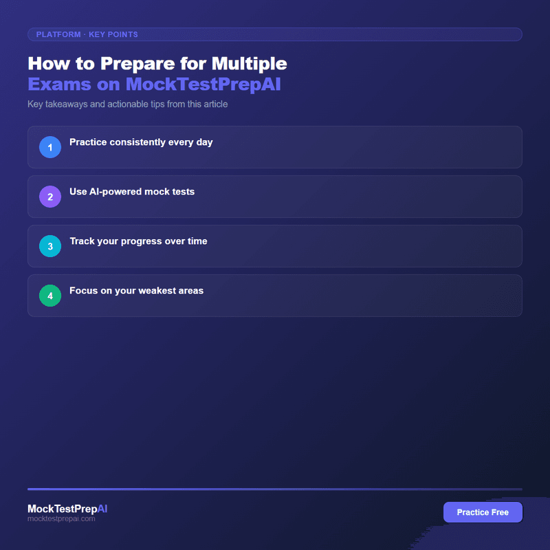 How to Prepare for Multiple Exams on MockTestPrepAI infographic