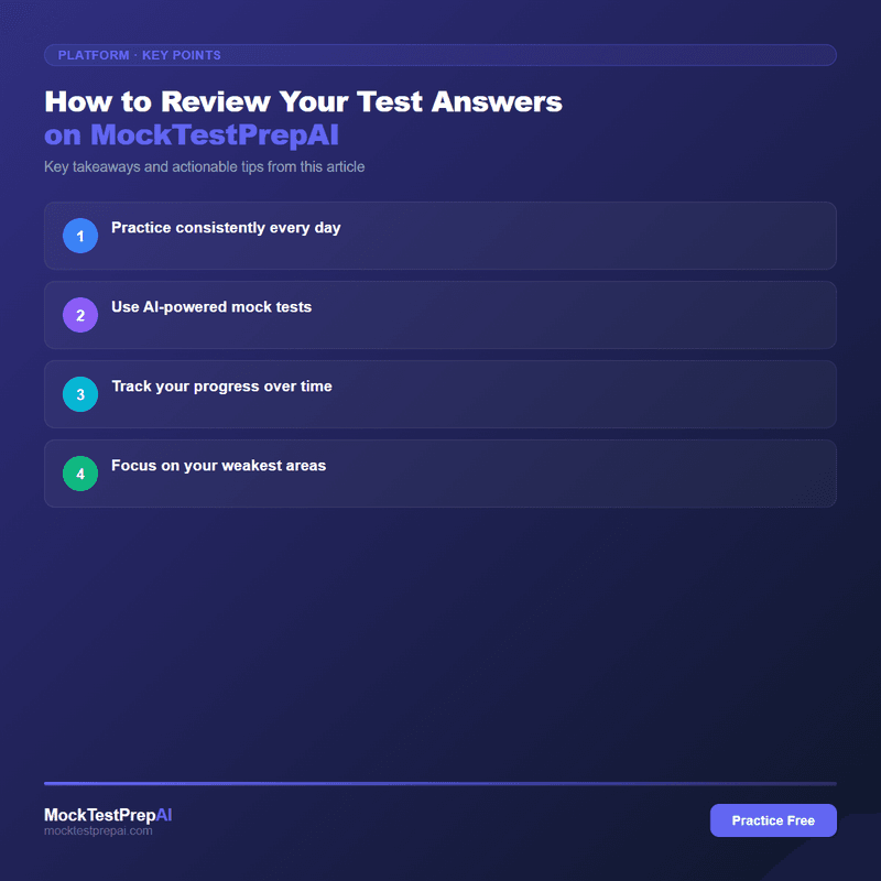 How to Review Your Test Answers on MockTestPrepAI infographic