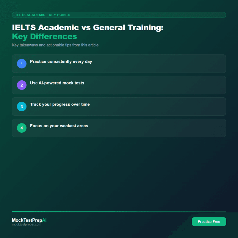 IELTS Academic vs General Training: Key Differences infographic