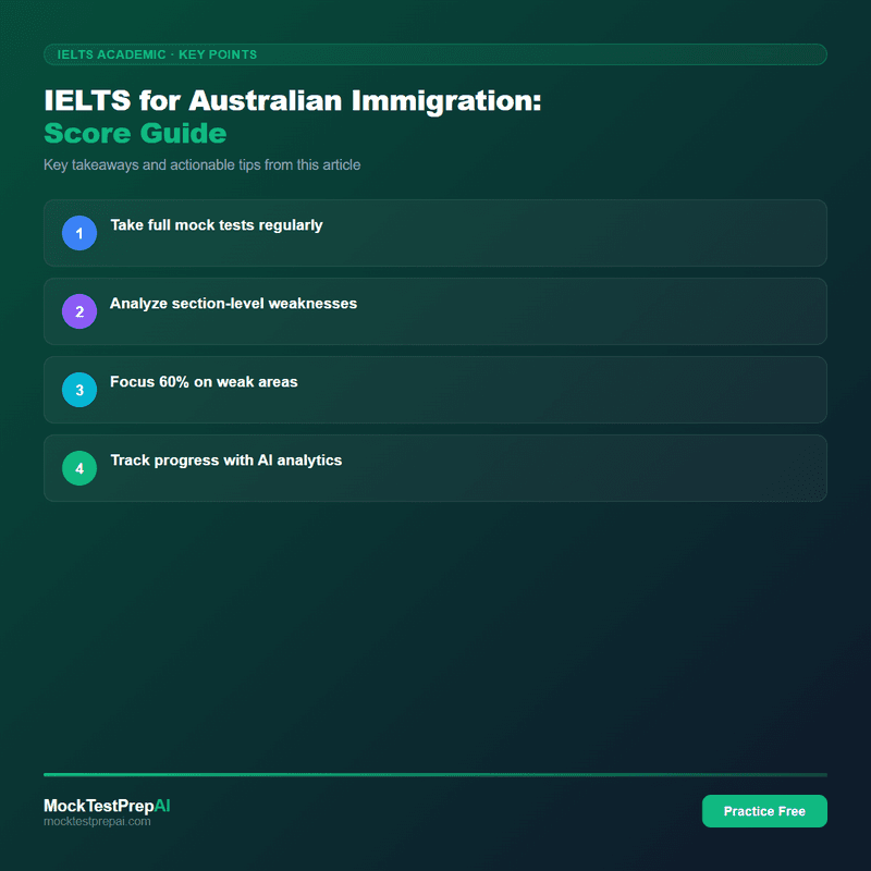 IELTS for Australian Immigration: Score Guide infographic