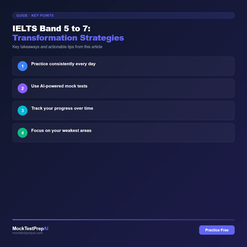 IELTS Band 5 to 7: Transformation Strategies infographic