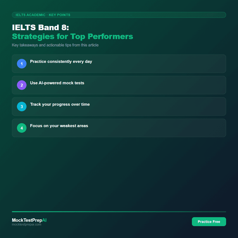 IELTS Band 8: Strategies for Top Performers infographic