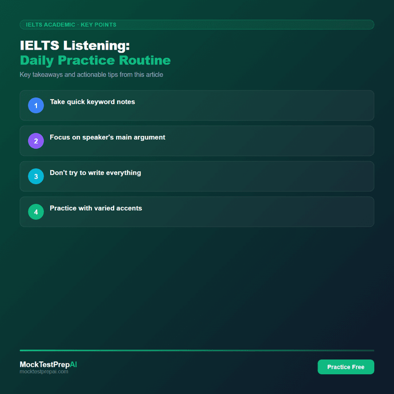 IELTS Listening: Daily Practice Routine infographic