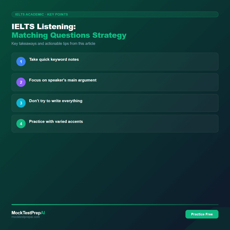 IELTS Listening: Matching Questions Strategy infographic