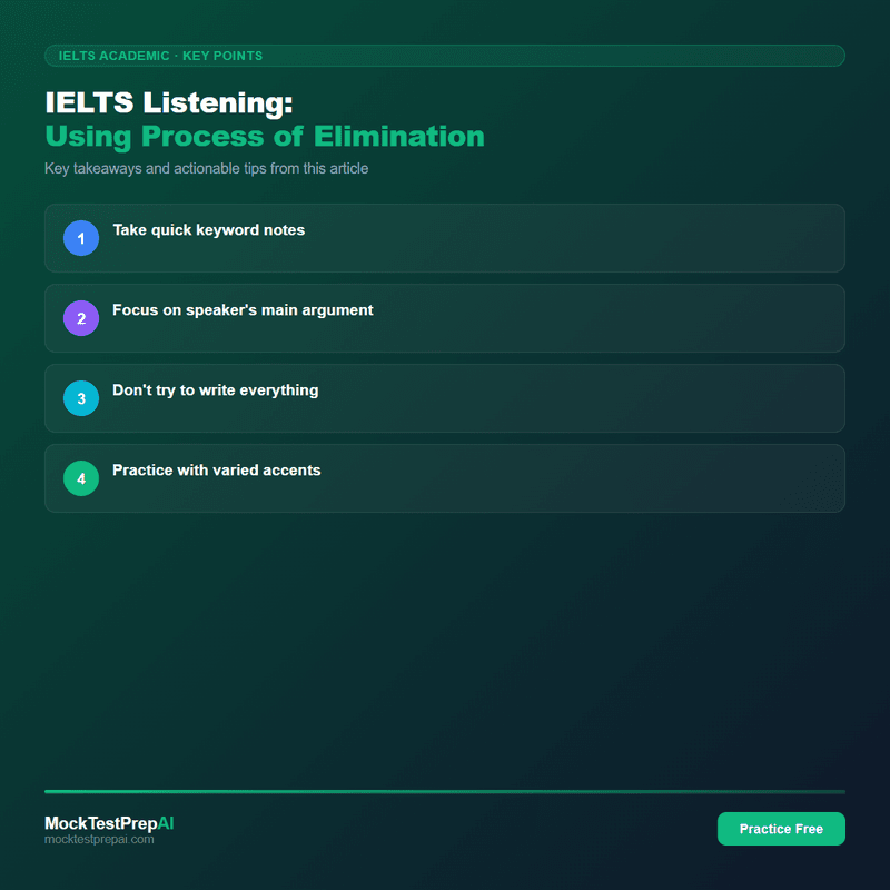 IELTS Listening: Using Process of Elimination infographic