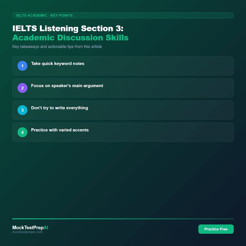 IELTS Listening Section 3: Academic Discussion Skills infographic