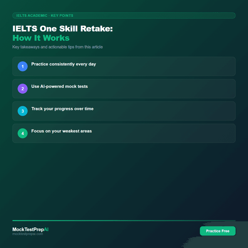 IELTS One Skill Retake: How It Works infographic