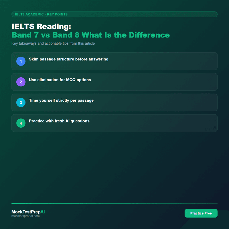 IELTS Reading: Band 7 vs Band 8 What Is the Difference infographic
