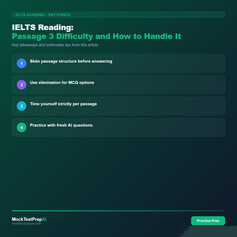IELTS Reading: Passage 3 Difficulty and How to Handle It infographic