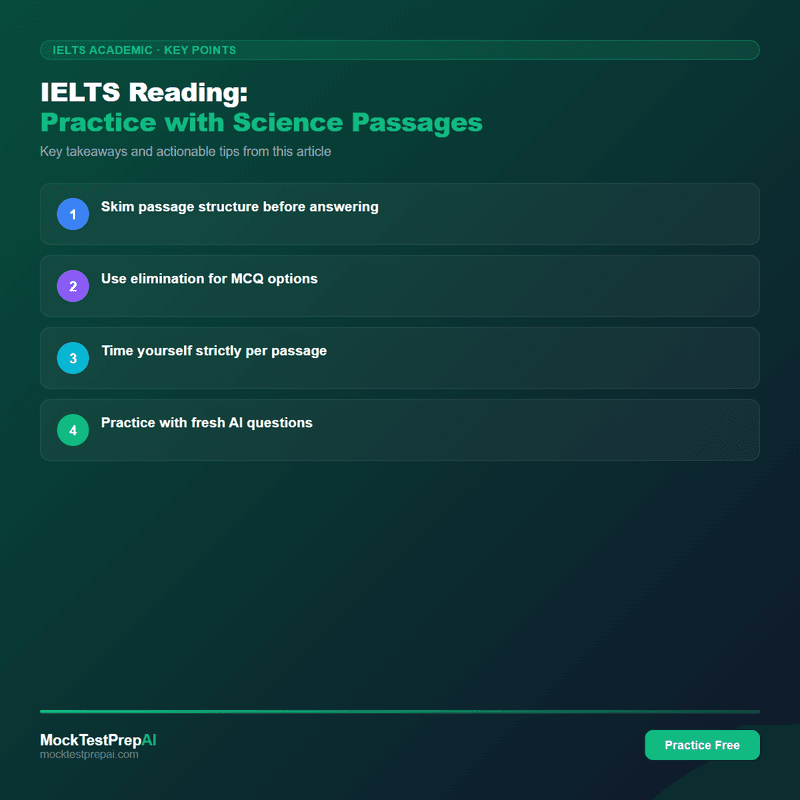 IELTS Reading: Practice with Science Passages infographic