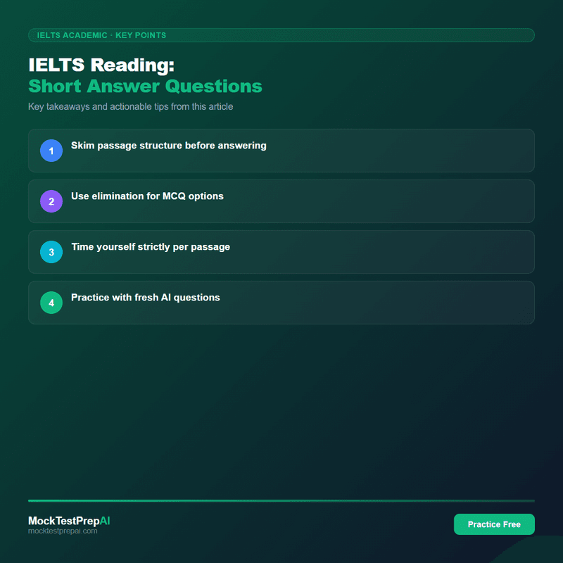 IELTS Reading: Short Answer Questions infographic