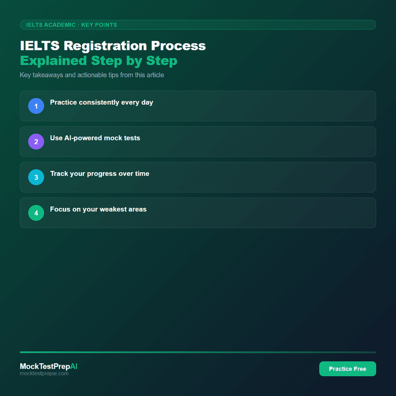 IELTS Registration Process Explained Step by Step infographic