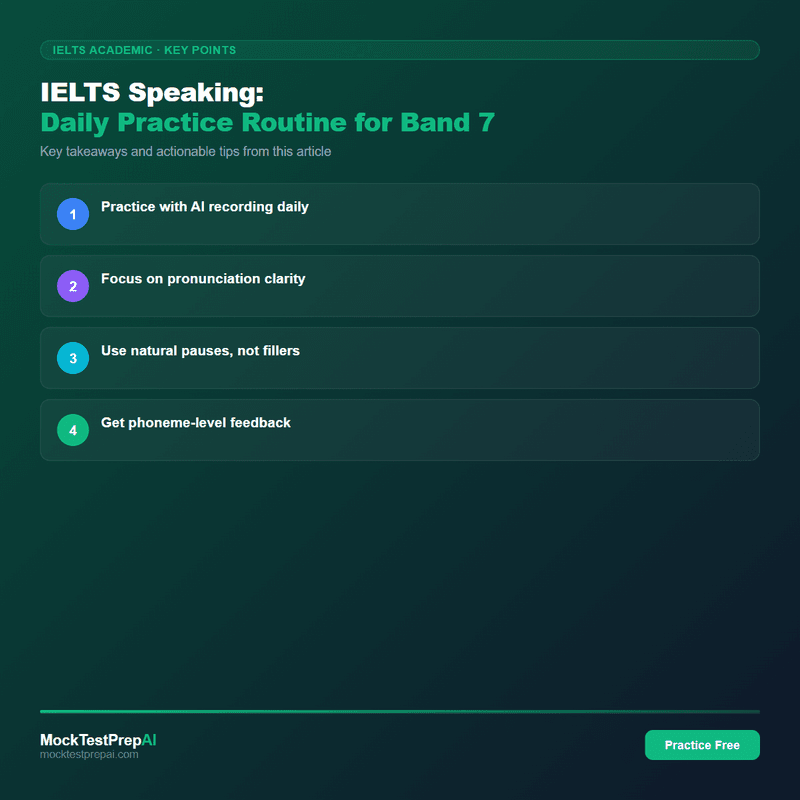 IELTS Speaking: Daily Practice Routine for Band 7 infographic