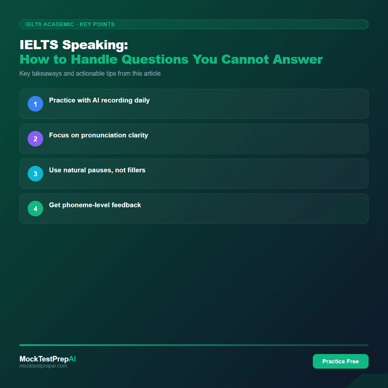 IELTS Speaking: How to Handle Questions You Cannot Answer infographic