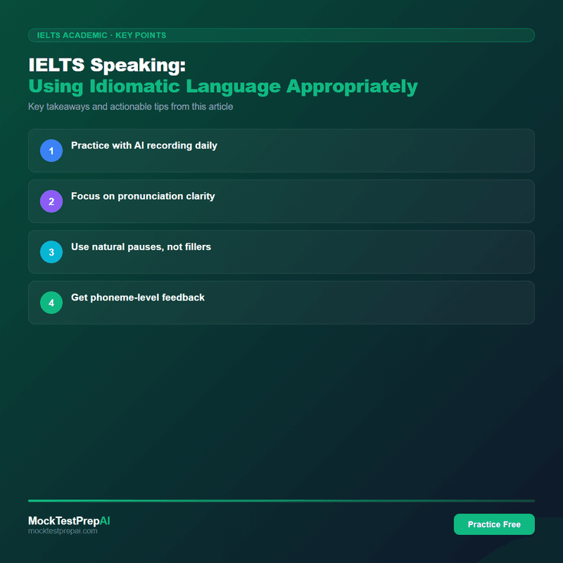 IELTS Speaking: Using Idiomatic Language Appropriately infographic