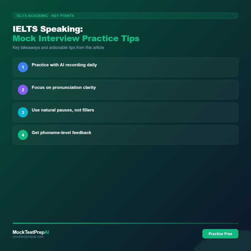 IELTS Speaking: Mock Interview Practice Tips infographic