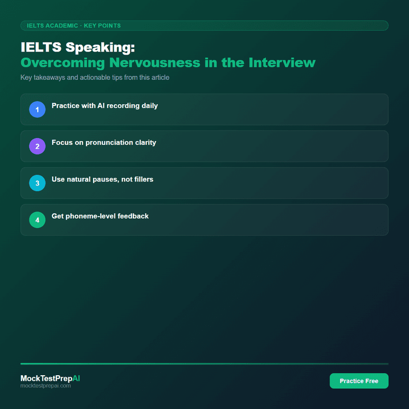IELTS Speaking: Overcoming Nervousness in the Interview infographic