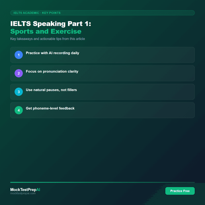 IELTS Speaking Part 1: Sports and Exercise infographic