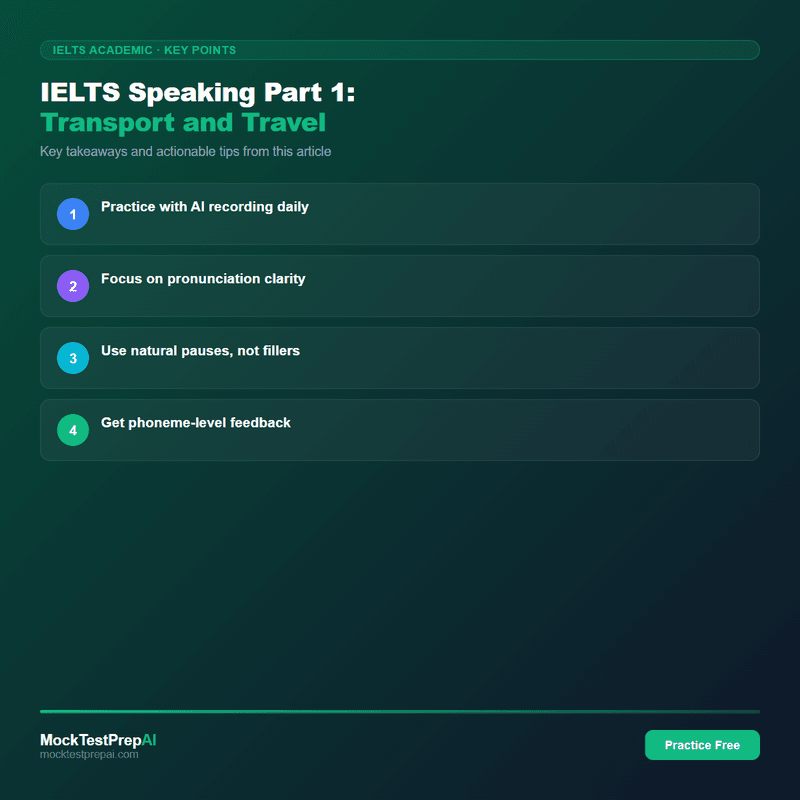 IELTS Speaking Part 1: Transport and Travel infographic