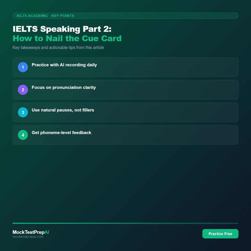 IELTS Speaking Part 2: How to Nail the Cue Card infographic