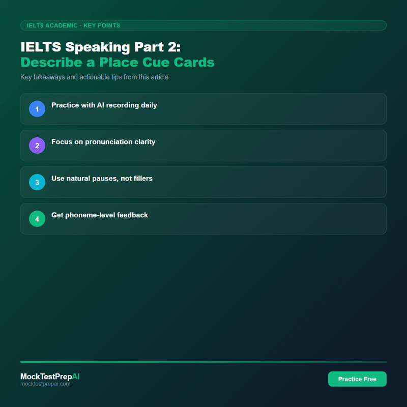 IELTS Speaking Part 2: Describe a Place Cue Cards infographic