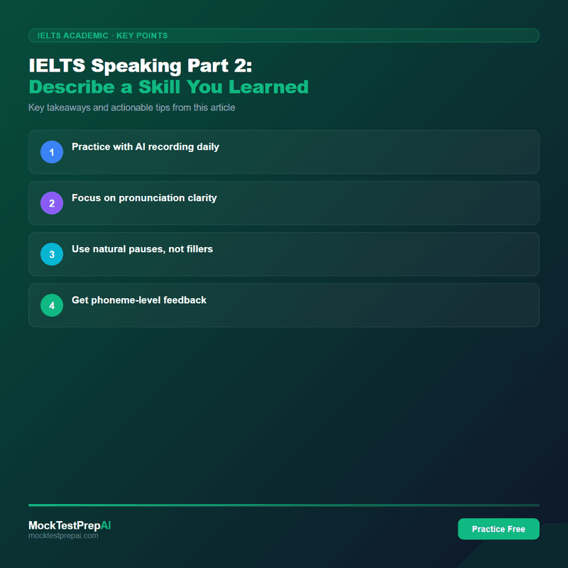 IELTS Speaking Part 2: Describe a Skill You Learned infographic