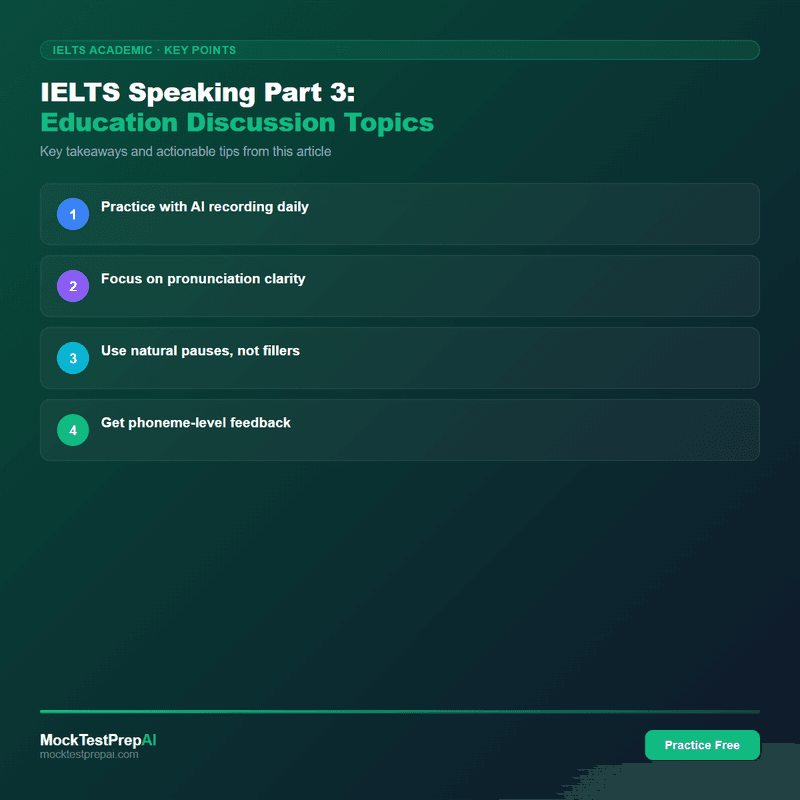 IELTS Speaking Part 3: Education Discussion Topics infographic