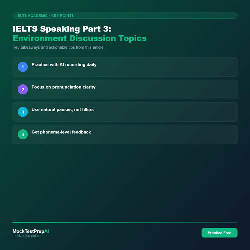 IELTS Speaking Part 3: Environment Discussion Topics infographic