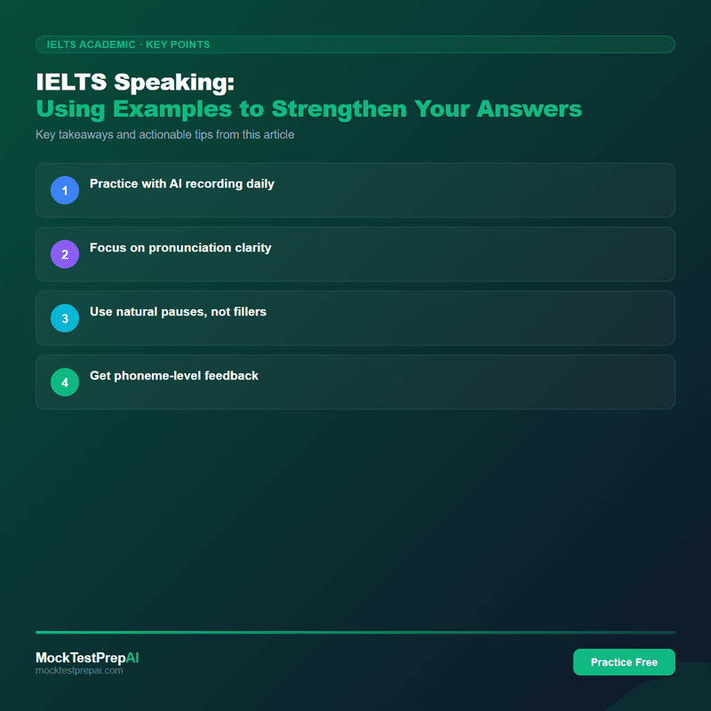 IELTS Speaking: Using Examples to Strengthen Your Answers infographic