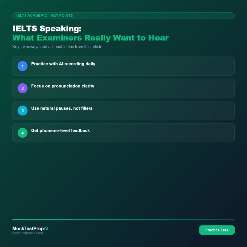IELTS Speaking: What Examiners Really Want to Hear infographic