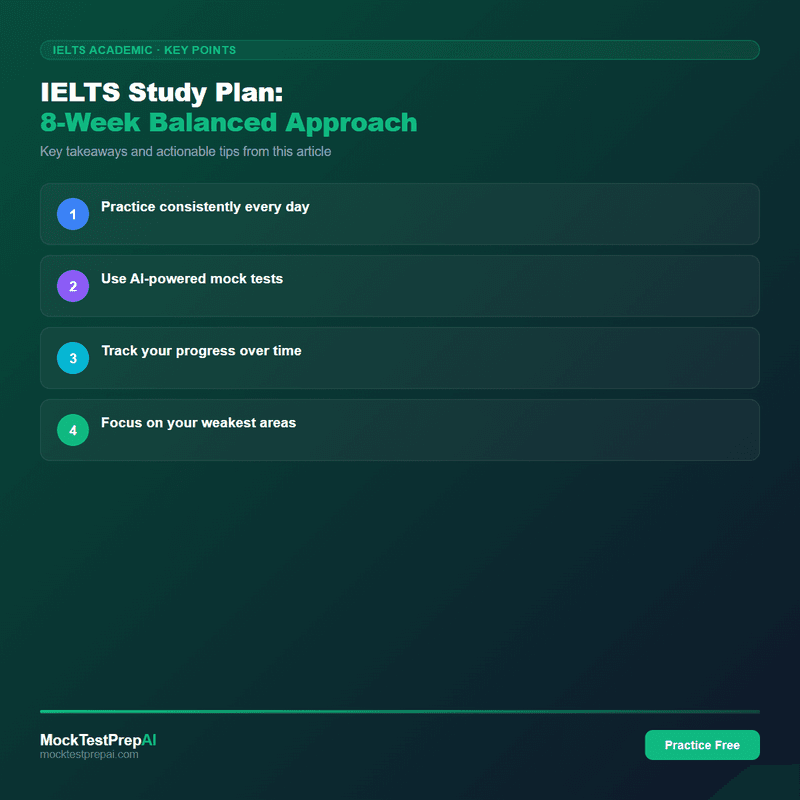 IELTS Study Plan: 8-Week Balanced Approach infographic