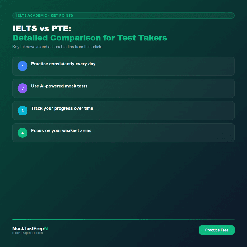 IELTS vs PTE: Detailed Comparison for Test Takers infographic