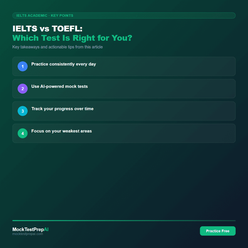 IELTS vs TOEFL: Which Test Is Right for You? infographic